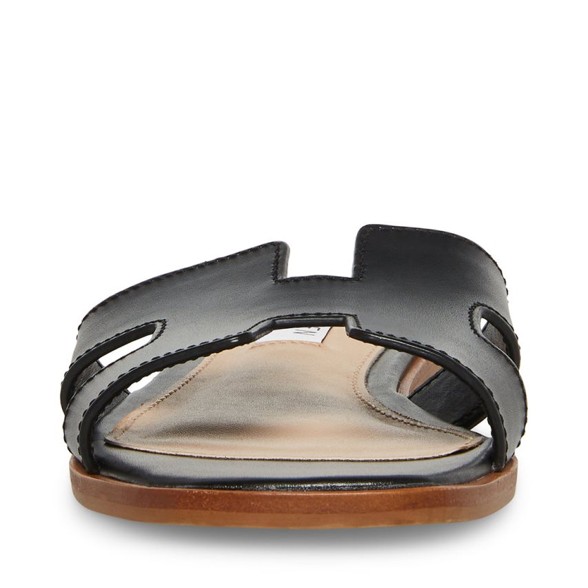Sandalias de Diapositivas Steve Madden Hadyn Cuero Mujer Negras | ES MQ1S98